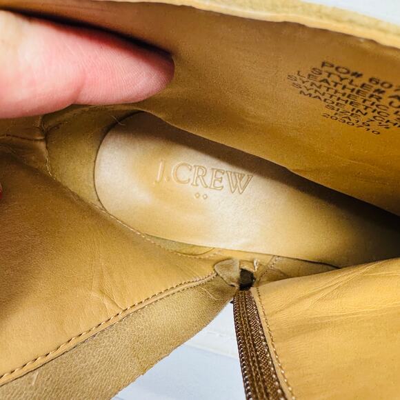 J.Crew Factory Tan Suede Ankle Boots Women’s Size 7.5 Low Heel Zip Booties - Picture 9 of 11